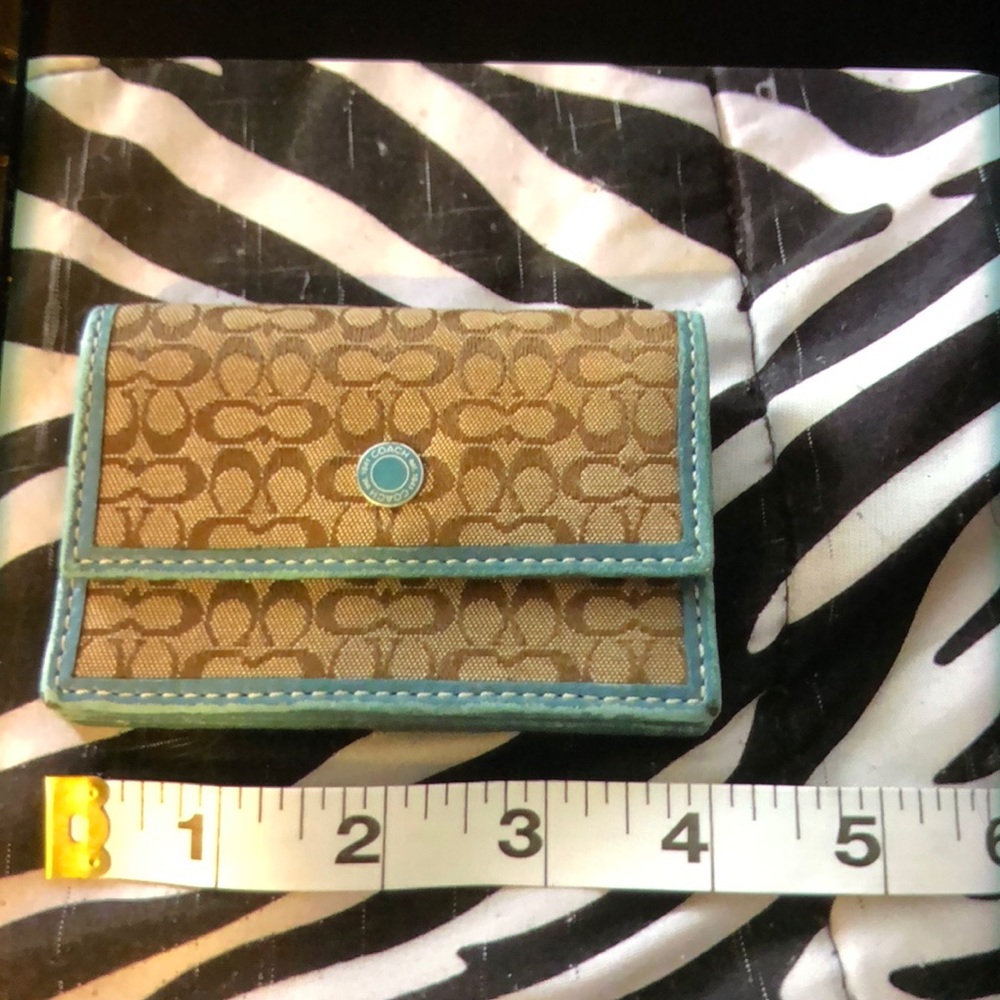 MOVING SALE NO HAGGLING WOMEN AUTHENTIC COACH BROWN/TEAL SMALL CREDITCARD HOLDER
